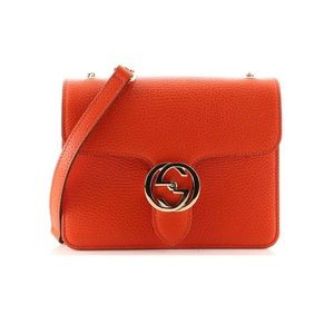 Gucci Orange Interlocking Shoulder Leather Small Cross Body Bag